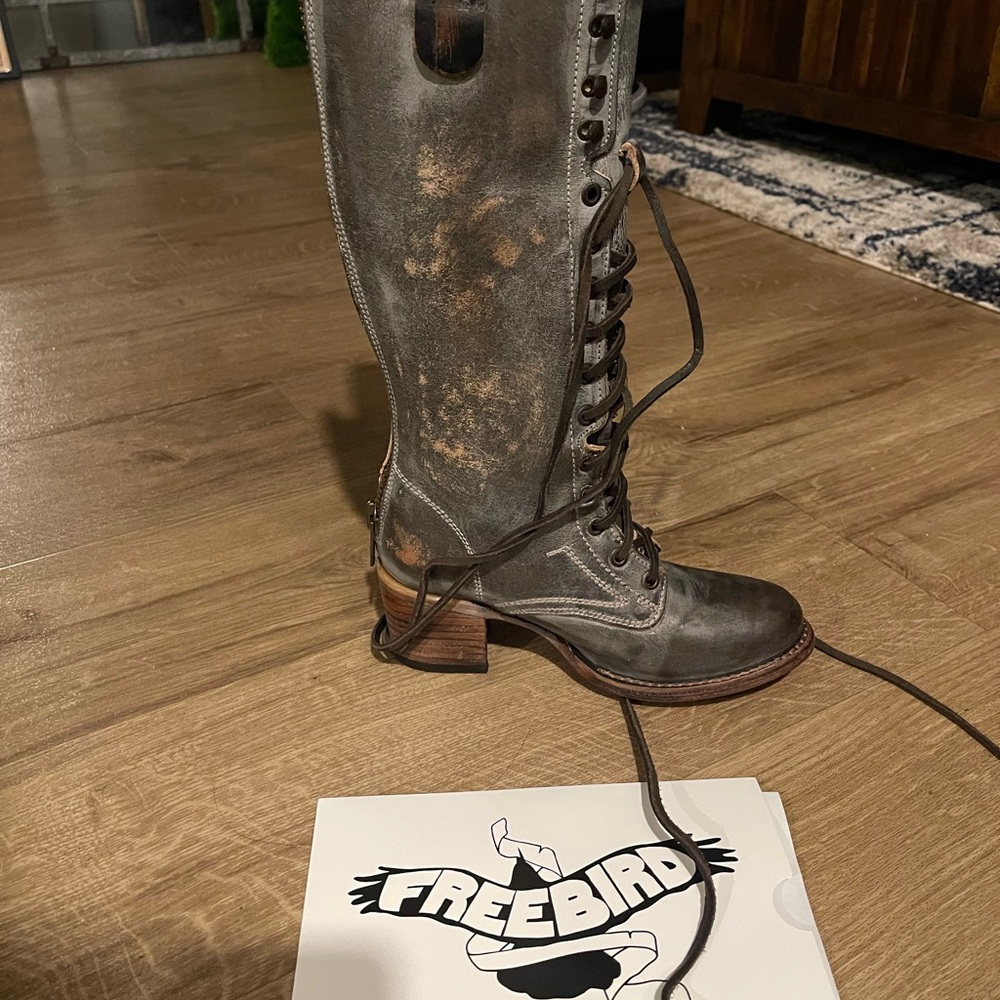 Freebird Women's Distressed Gray Lace-Up Boots